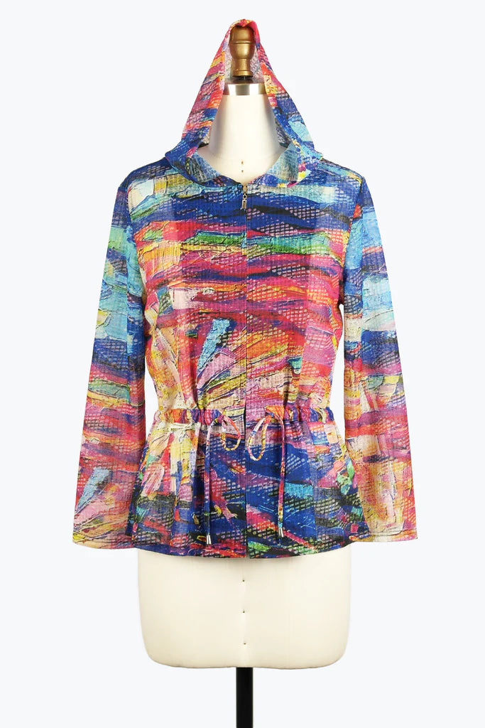 Damee 2444-MLT S25 Flower Painting Hooded Utility Jacket Elasticated Jacket Padded Jacket Insulated Jacket Damee 2444-MLT S25 Flower Painting Hooded Utility Jacket Elasticated Jacket Padded Jacket Insulated Jacket