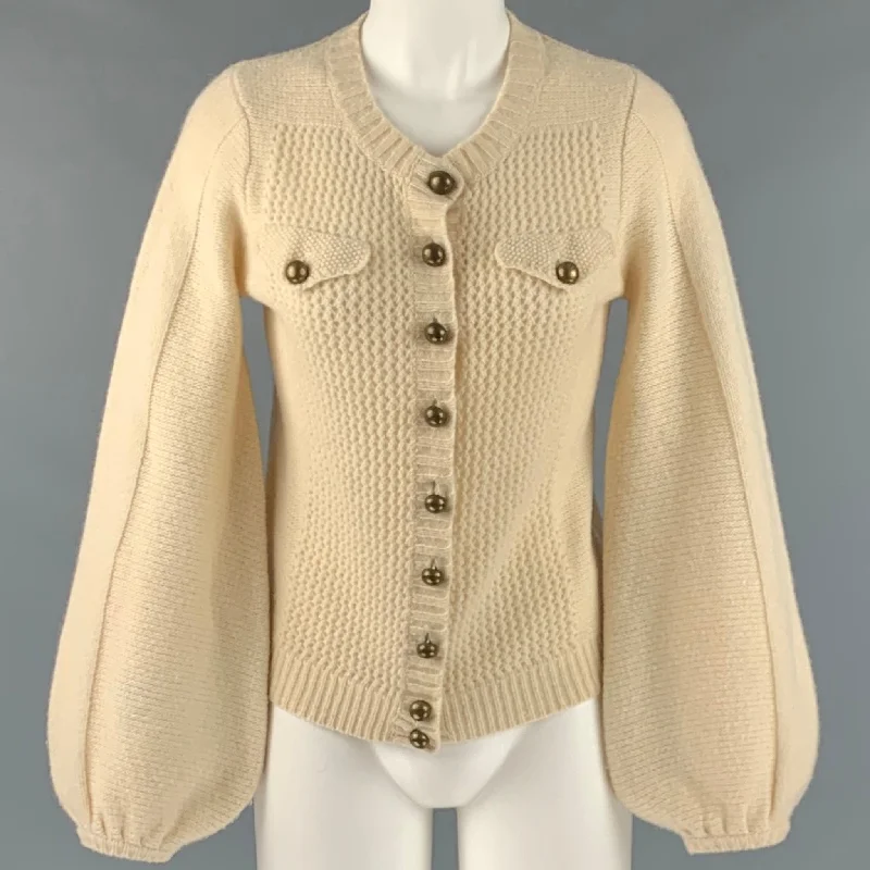 MARC By MARC JACOBS Size S Cream Wool Textured Cardigan Casual Top Elasticated Padded Insulated MARC By MARC JACOBS Size S Cream Wool Textured Cardigan Casual Top Elasticated Padded Insulated