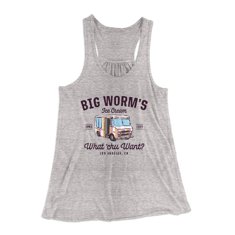 Big Worm's Ice Cream Women's Flowey Tank Top grey tank top
