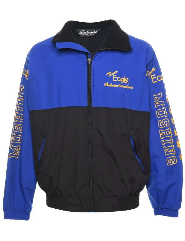 Two Tone Blue & Yellow Printed Team Eagle Nylon Jacket - L Insulated Jacket Fitted Jacket Loose Jacket Two Tone Blue & Yellow Printed Team Eagle Nylon Jacket - L Insulated Jacket Fitted Jacket Loose Jacket