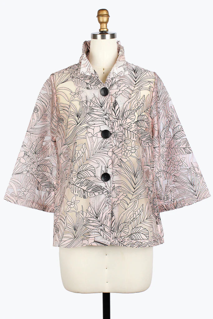 Damee 2422-PNK S25Tropical Jacquard Organza Jacket Appliqued Jacket Beaded Jacket Sequined Jacket Damee 2422-PNK S25Tropical Jacquard Organza Jacket Appliqued Jacket Beaded Jacket Sequined Jacket