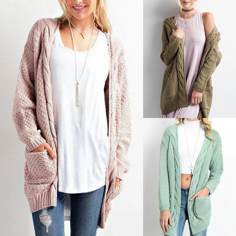 Women Winter Autumn Casual Solid Color Knitted Sweater Cardigan Neon metallic Matte