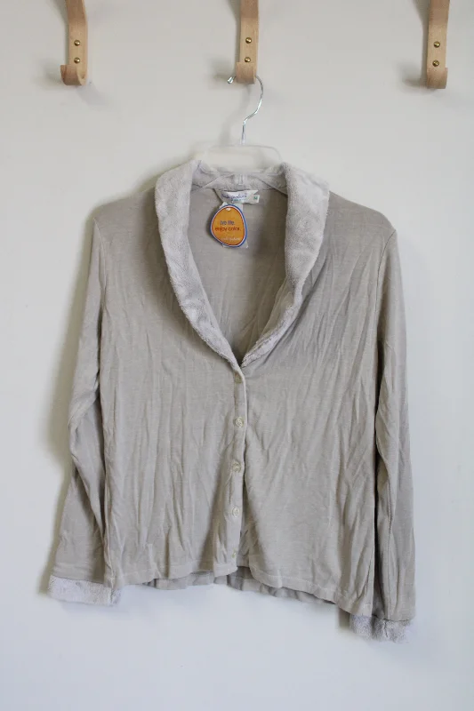 NEW Fresh Produce Cotton Tan Fur Collar Cardigan | M Oversized Loose Flowy