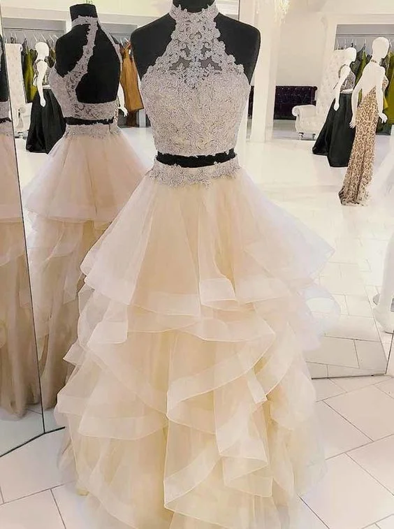 Halter Champagne Prom Dress,New Arrival Two-Piece Prom Dress,Cheap prom Dress,Beading Prom Dress,Tulle Long Prom/Evening Dress with Applique cg984 Halter Champagne Prom Dress,New Arrival Two-Piece Prom Dress,Cheap prom Dress,Beading Prom Dress,Tulle Long Prom/Evening Dress with Applique cg984