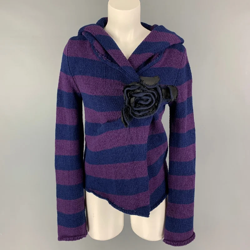 MARC JACOBS Size XS Blue Purple Wool Cashmere Stripe Cardigan Fitted Loose Oversized MARC JACOBS Size XS Blue Purple Wool Cashmere Stripe Cardigan Fitted Loose Oversized
