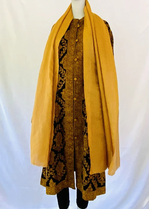 Hand Embroidered Long Jacket - Black and Mustard Wool Jacket Cashmere Jacket Tweed Jacket Hand Embroidered Long Jacket - Black and Mustard Wool Jacket Cashmere Jacket Tweed Jacket