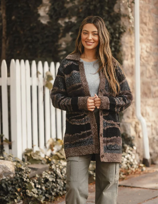 Mary Heritage Cardigan in Black Multi Cashmere Blend Cotton Blend Poly Blend