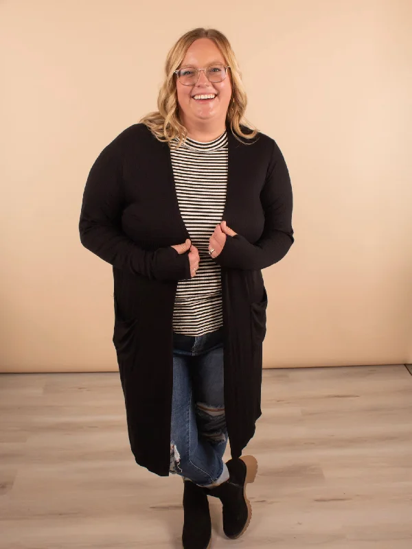 Aspen Ribbed Cardigan in Black Mesh Blend Leather Blend Suede Blend