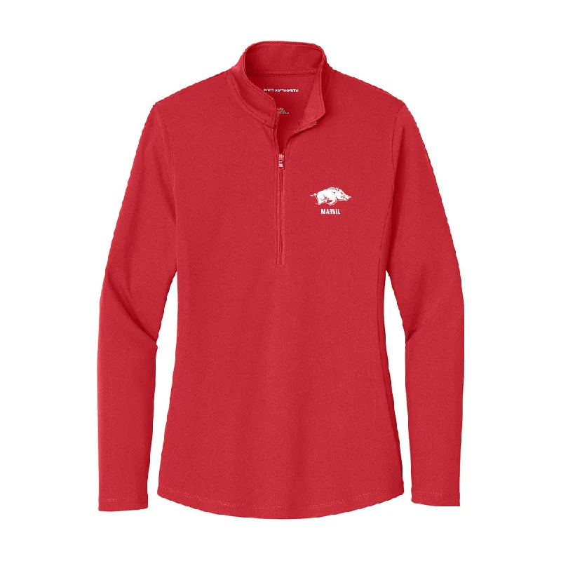 Arkansas - NCAA Women's Soccer : Presley Marvil - Women's Lightweight Quarter Zip Jacket Denim Jacket Leather Jacket Suede Jacket Arkansas - NCAA Women's Soccer : Presley Marvil - Women's Lightweight Quarter Zip Jacket Denim Jacket Leather Jacket Suede Jacket