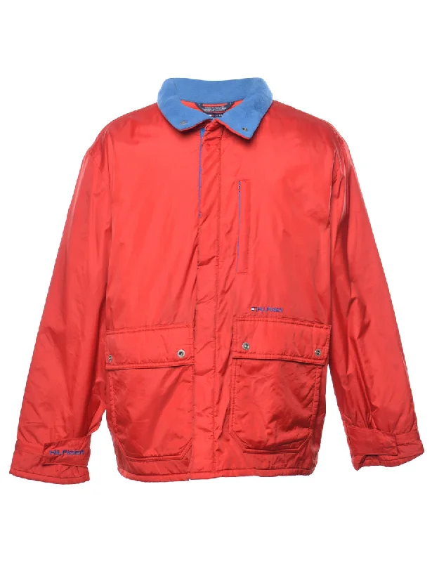 Tommy Hilfiger Red & Blue Nylon Jacket - L Fleece Jacket Down Jacket Feather Jacket