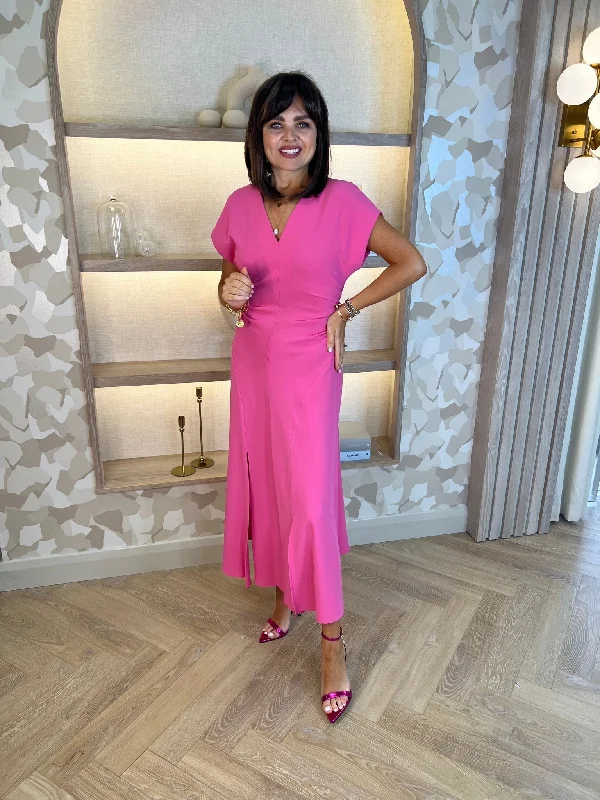 Eva Ruched Side Dress In Pink