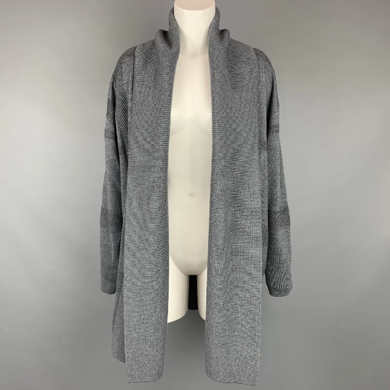 BURBERRY LONDON Olona Size S Grey & Charcoal Merino Wool Cardigan Houndstooth Herringbone Solid BURBERRY LONDON Olona Size S Grey & Charcoal Merino Wool Cardigan Houndstooth Herringbone Solid