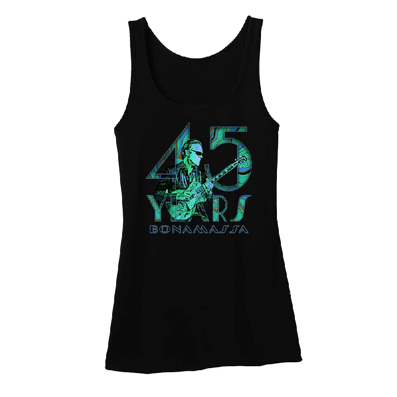 45 Years of Blues Tank (Women) - Green Logo crew neck tank