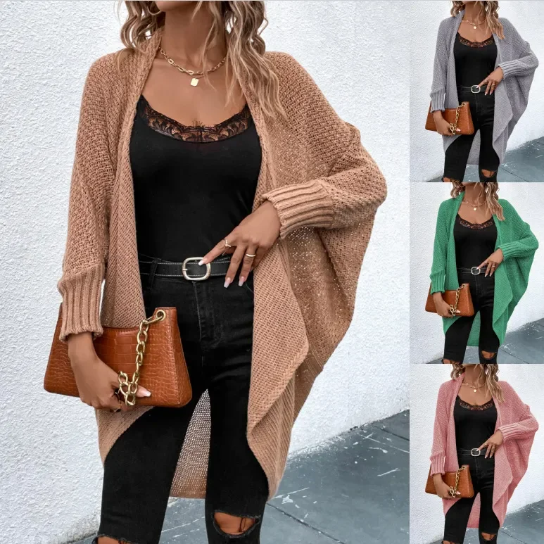 Autumn And Winter Women Casual Solid Color Irregular Knit Cardigan Jacket Striped Floral Plaid Autumn And Winter Women Casual Solid Color Irregular Knit Cardigan Jacket Striped Floral Plaid