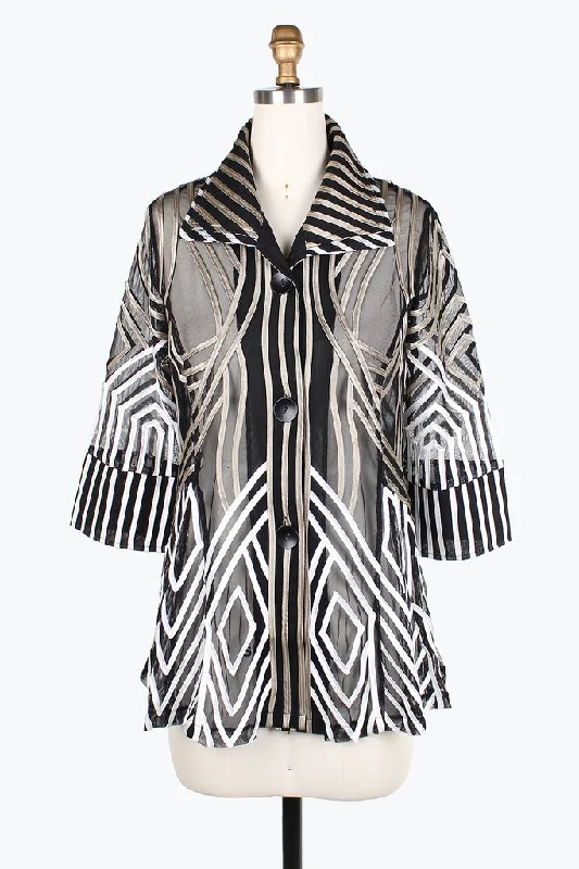 Damee Soutache Jacket 2363-BRZ Satin Fabric Silk Fabric Chiffon Fabric
