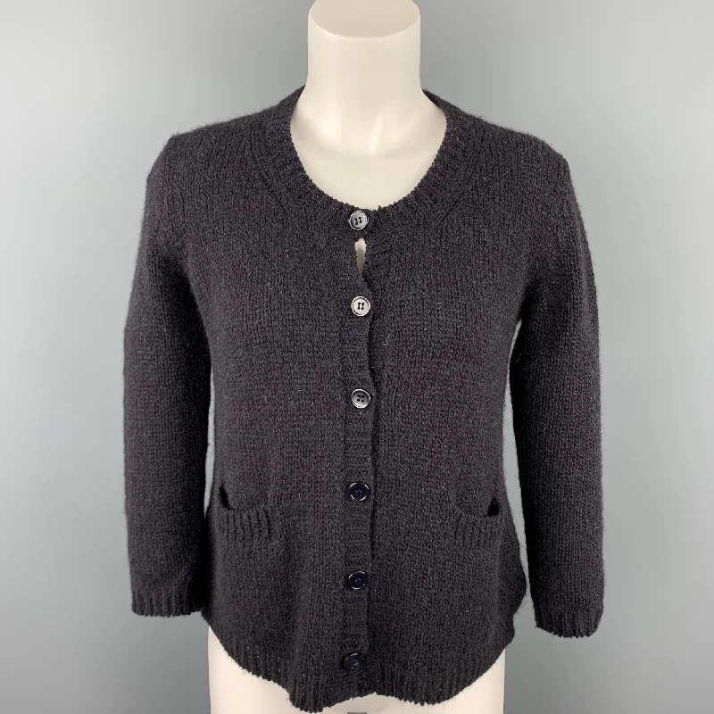 KRISTENSEN DU NORD Size S Black Knitted Cashmere Blend Cardigan Spandex Rayon Corduroy KRISTENSEN DU NORD Size S Black Knitted Cashmere Blend Cardigan Spandex Rayon Corduroy