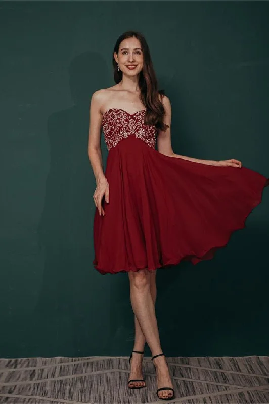 Cute A-line Strapless Chiffon Sequins Short Homecoming Dress WH291045