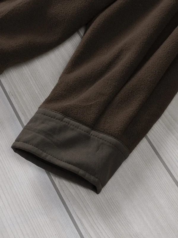 Button-Up Fleece Jacket in Brown Elasticated Jacket Padded Jacket Insulated Jacket
