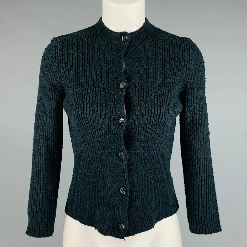BALENCIAGA Size S Black Cotton Polyamide Ribbed Button Up Cardigan Knit Fabric Woven Fabric Fleece Fabric BALENCIAGA Size S Black Cotton Polyamide Ribbed Button Up Cardigan Knit Fabric Woven Fabric Fleece Fabric