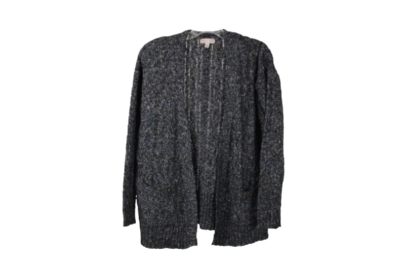 Cape Juby Gray Cable Knit Cardigan | XS Chenille Fabric Brocade Fabric Lace Fabric