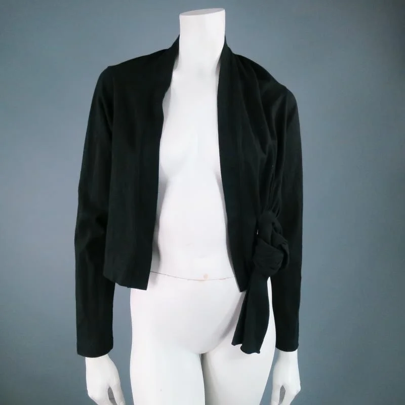 COMME des GARCONS Black Cotton Bolero Cardigan Crew Neck V-Neck Turtle Neck