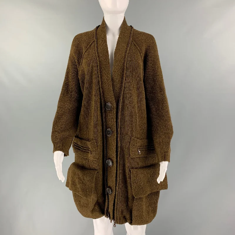 CHLOE Size S Brown Wool Zip & Snaps Cardigan Cotton Fabric Linen Fabric Terry Fabric CHLOE Size S Brown Wool Zip & Snaps Cardigan Cotton Fabric Linen Fabric Terry Fabric