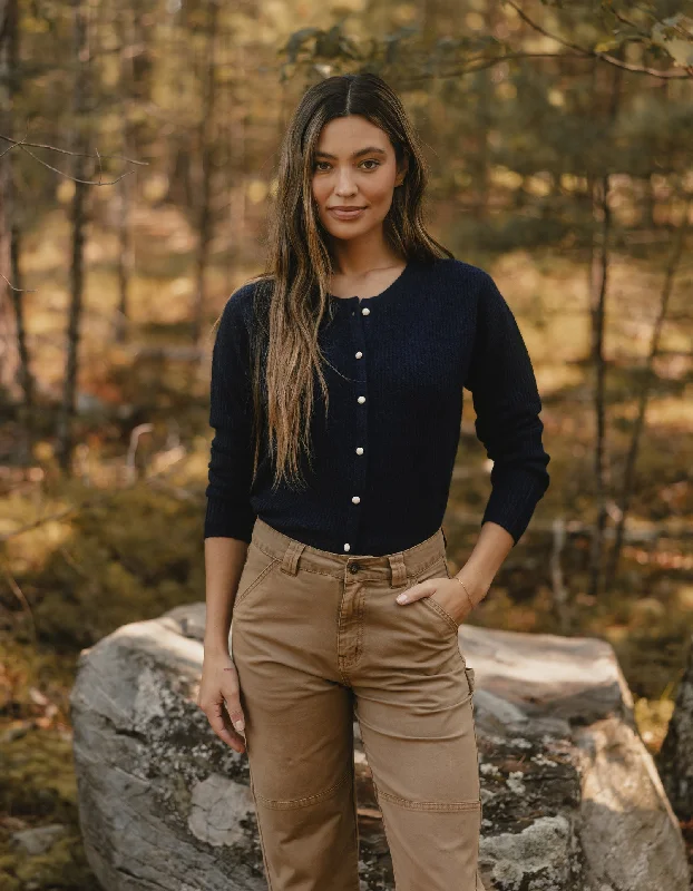 Marianna Cardigan Top in Navy Mesh Blend Leather Blend Suede Blend