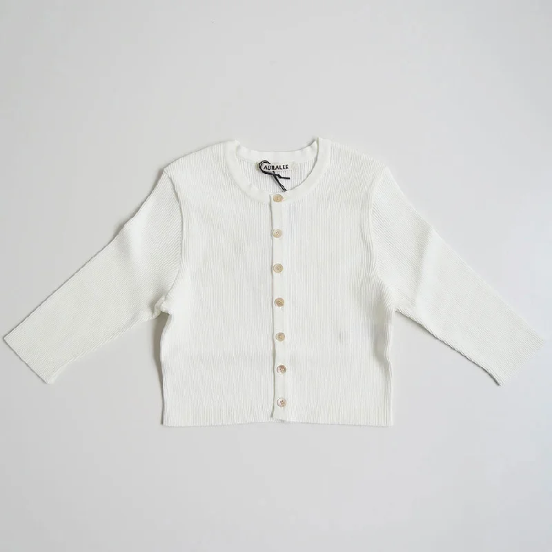 【AURALEE/オーラリー】<br>GIZA HIGH GAUGE RIB KNIT SHORT CARDIGAN <br>A24SC04HR Soft Cozy Warm