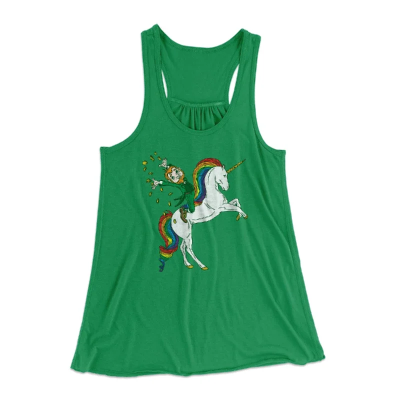 Leprechaun Unicorn Jockey Women's Flowey Tank Top lightweight tank top