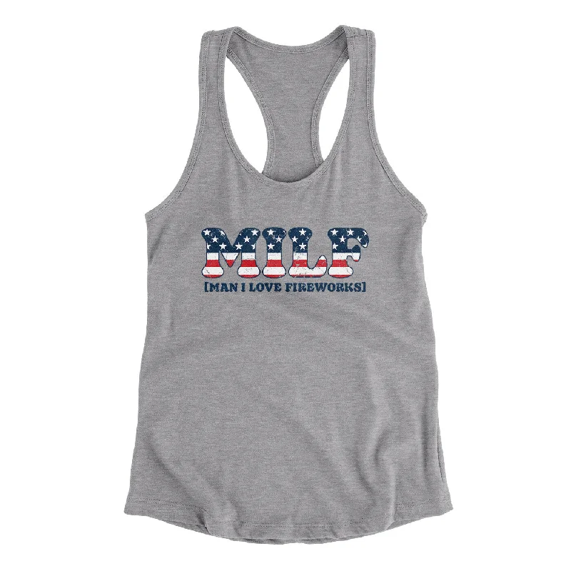 Milf - Man I Love Fireworks Women's Racerback Tank silver tank top