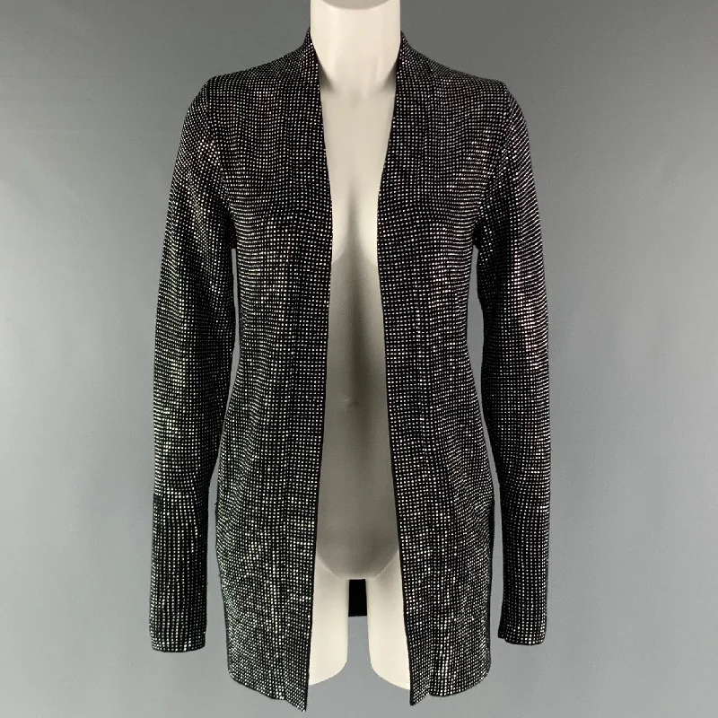 RtA Size XXS Black Silver Cotton Studded Open Front Cardigan Oversized Loose Flowy