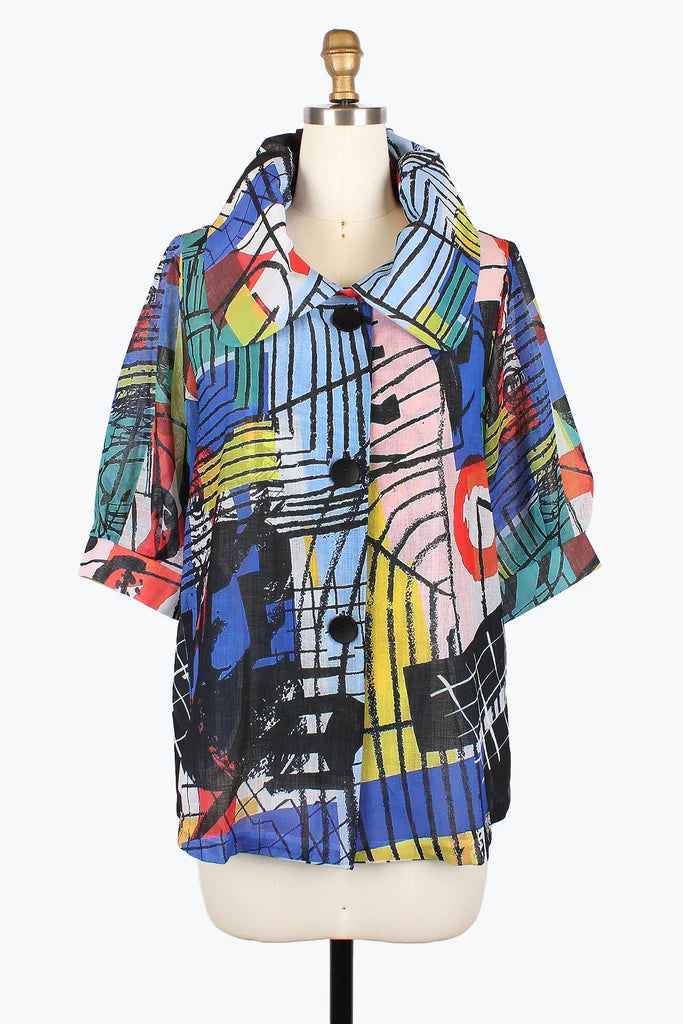 Damee 2551-MLT S25 Abstract Art Swing Jacket V-Neck Jacket Boat Neck Jacket Square Neck Jacket Damee 2551-MLT S25 Abstract Art Swing Jacket V-Neck Jacket Boat Neck Jacket Square Neck Jacket