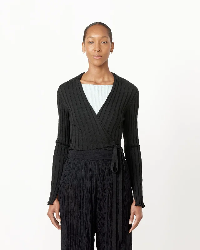 Hoyo Cardigan in Black Lightweight Heavyweight Midweight