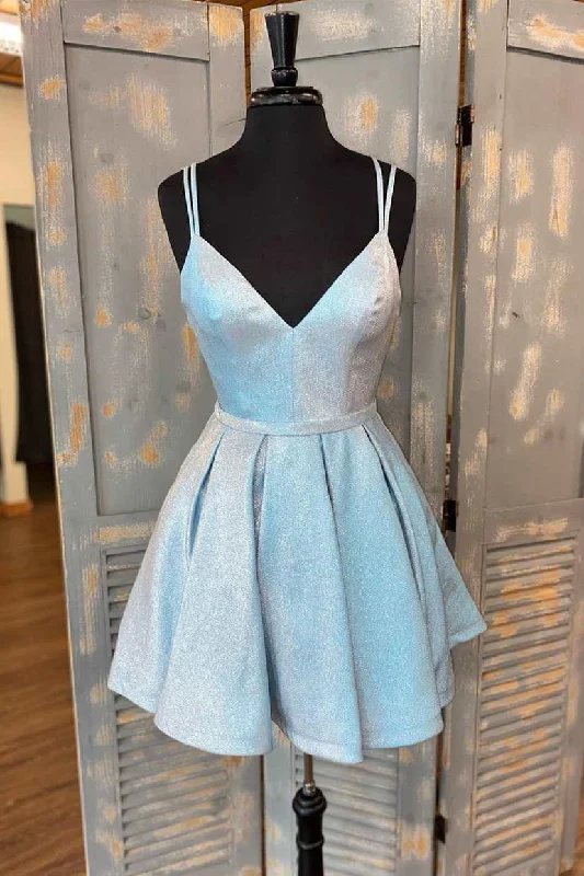 Spaghetti Straps Chic A Line Short Prom Dress Homecoming Dress