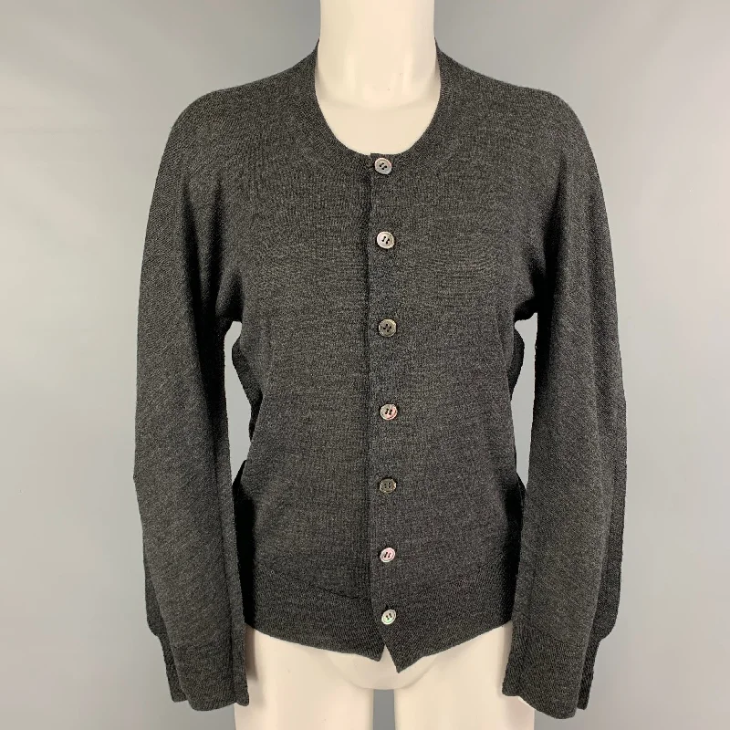JUNYA WATANABE Size S Grey Wool Heather Long Sleeve Cardigan Fleece Cardigan Nylon Polyester