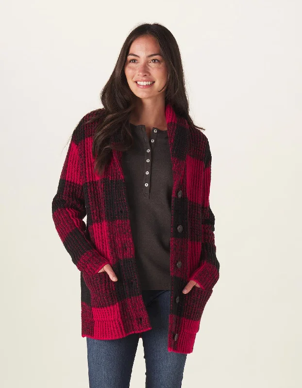 Mia Heritage Cardigan in Buffalo Check Toggled Drawstring Belted