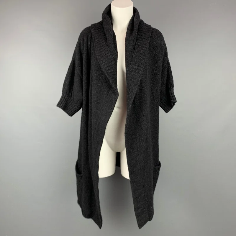 VINCE Size S Charcoal Knitted Alpaca Blend Hooded Cardigan Hooded Caped Shawl Collar VINCE Size S Charcoal Knitted Alpaca Blend Hooded Cardigan Hooded Caped Shawl Collar