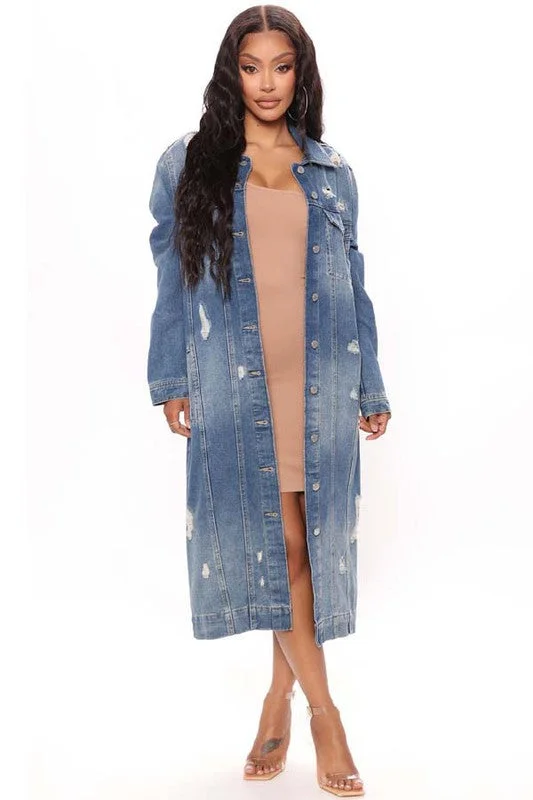 SEXY DENIM JACKET DRESS Anorak Shell Jacket Lightweight Jacket