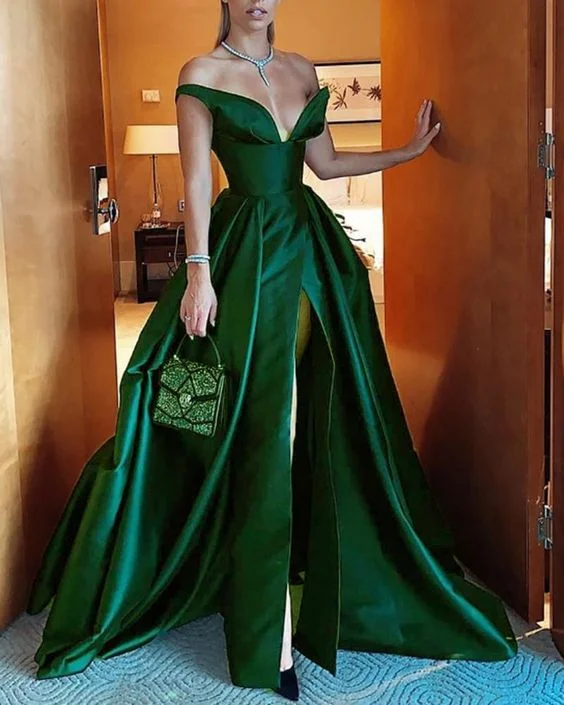 Off Shoulder Slit Roayl Blue Evening Long Dress Elegant Satin A Line Formal Dress,Long Party Prom Gown cg22018 Off Shoulder Slit Roayl Blue Evening Long Dress Elegant Satin A Line Formal Dress,Long Party Prom Gown cg22018