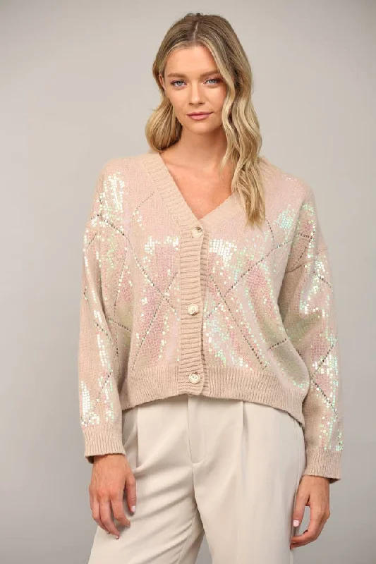 Moon Sequin Cardigan Handmade Hand-knitted Hand-woven