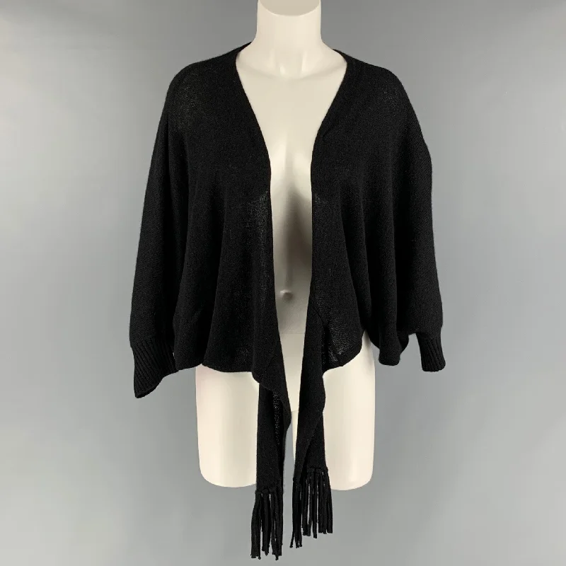 TRINA TURK Size S Black Cashmere Solid Dolman Sleeve Cardigan Oversized Loose Flowy
