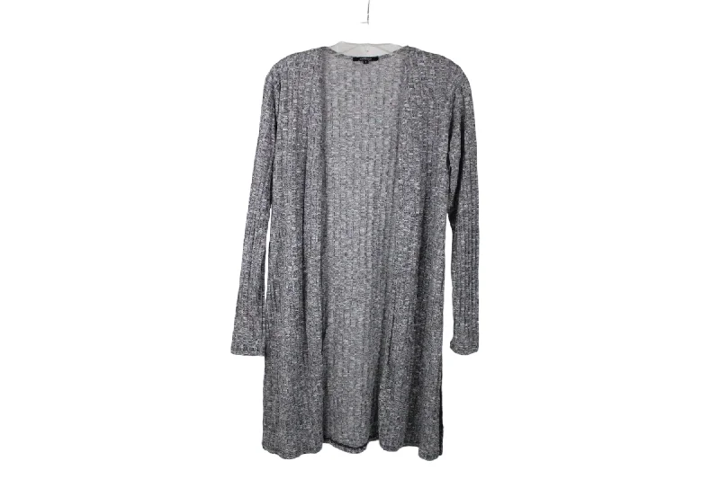 Ambiance Gray Rib Long Cardigan | S Jersey Fabric Tulle Fabric Batik Fabric