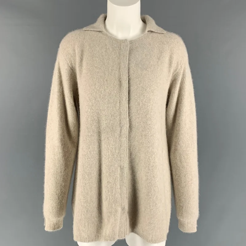 JARBO Size S Oatmeal Wool Blend Solid Hidden Snaps Cardigan Stylish Fashionable Trendy JARBO Size S Oatmeal Wool Blend Solid Hidden Snaps Cardigan Stylish Fashionable Trendy
