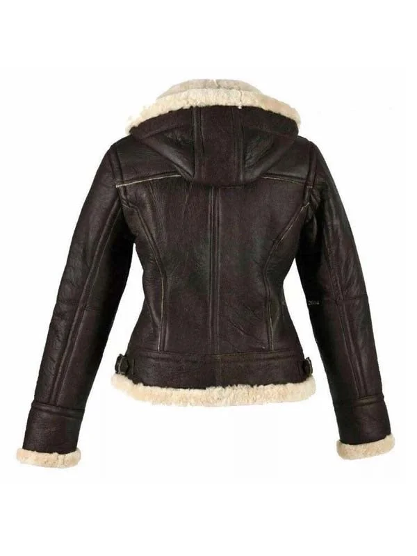 Dark Brown Shearling Leather Jacket Women