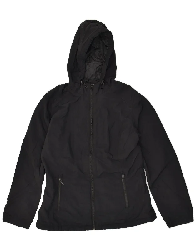 EDDIE BAUER Womens Loose Fit Hooded Windbreaker Jacket UK 10 Small Black