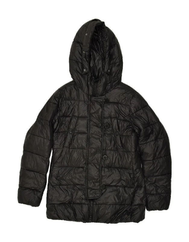 GAS Womens Hooded Padded Coat IT 44 Medium Black