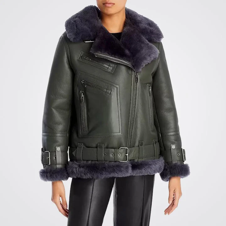 Moya Leather & Shearling Trim Jacket