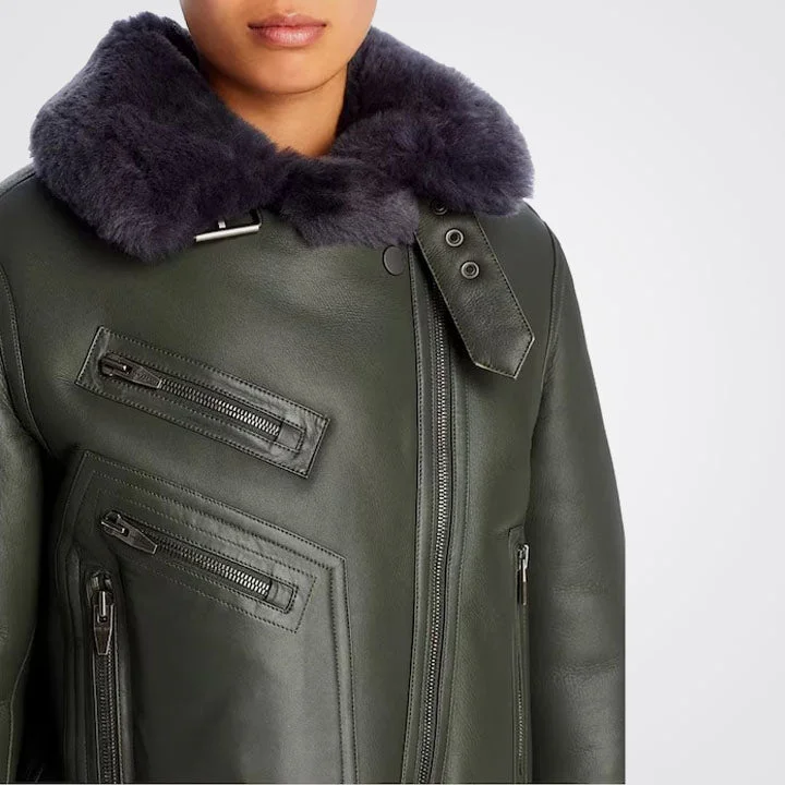 Moya Leather & Shearling Trim Jacket