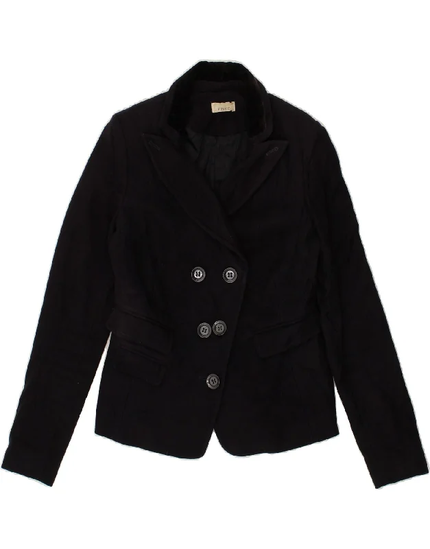 PINKO Womens Double Breasted Blazer Jacket UK 10 Small Navy Blue Wool