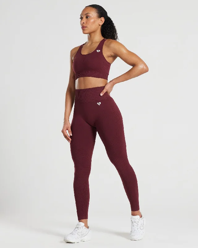 Power Seamless Sports Bra | Dark Cherry